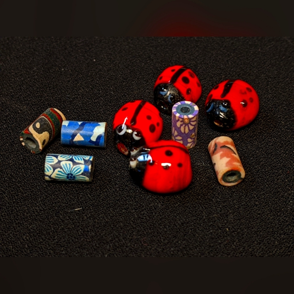 Set of Lady Bug and other beads.